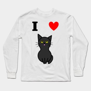 I Love Black Cats (Large Print) Long Sleeve T-Shirt